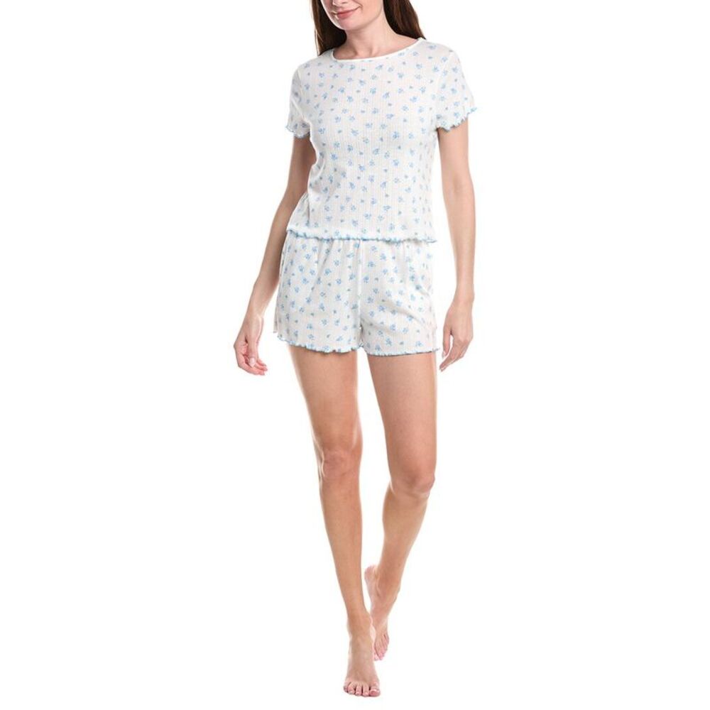 40 Winks Womens  2Pc Pajama Short Set, White